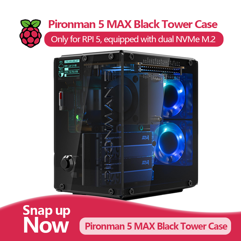 Argon One V3 M.2 Nvme Case - Pironman 5 MAX, Caixa Black Tower