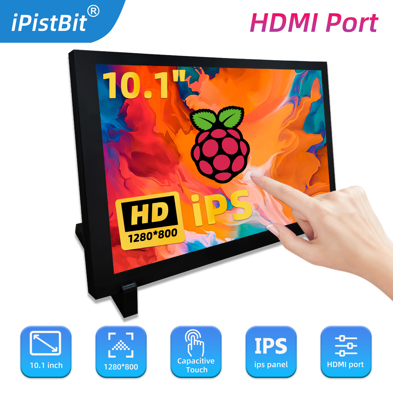 Raspberry Pi 10.1 Inch Capacitive Touch Screen Ips - Portátil HDMI Capacitivo Touch Screen Monitor,